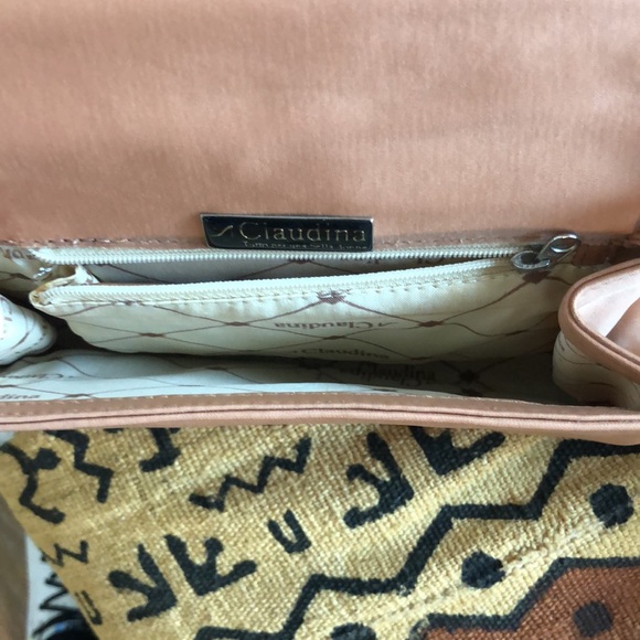 Claudina tan evening bag. Small purse with various beads adorning front flap - Picture 6 of 6